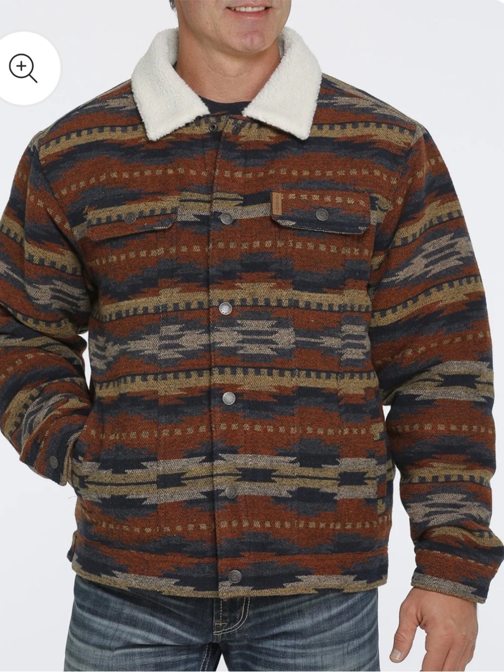 Cinch Cowboy Collection Wooly Trucker Jacket Aztec Southwestern Print Medium
